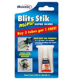 Bostik Blits Stik Mini Super Glues 4 X 1g.